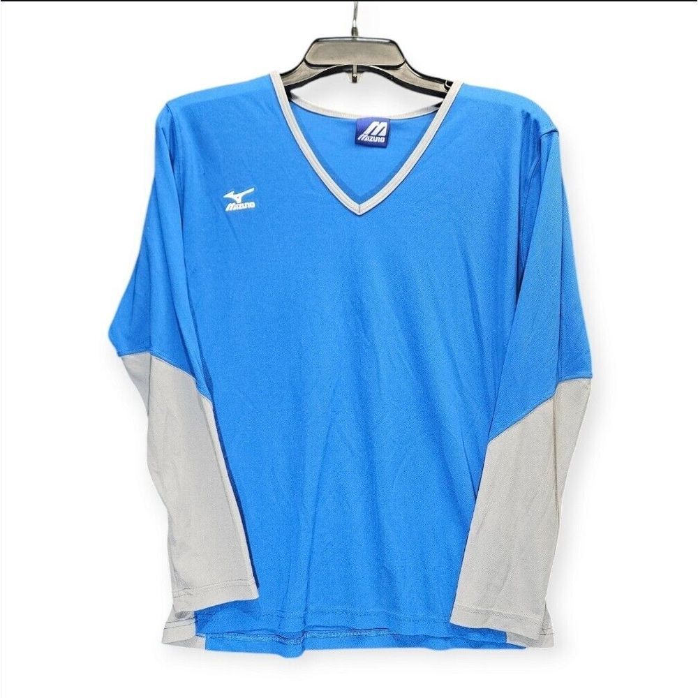 Mizuno Volleyball Jersey Womens Large‎ Blue Lightweight Performance Long Sleeve